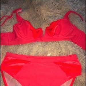 urban outfitters neon high waisted bikini set